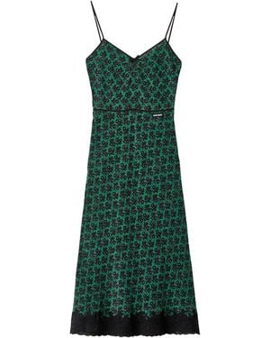 Miu Miu Silk Crepe De Chine Midi Dress - Green