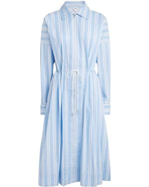 STAUD Stripe Chi Midi Shirt Dress - Blue