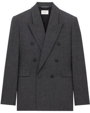 Saint Laurent Wool Double-Breasted Jacket - Black