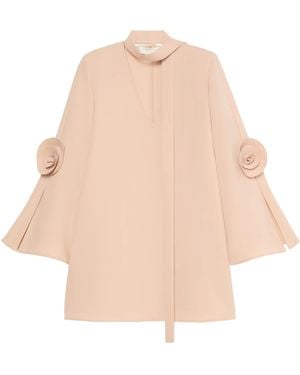 Marina Rinaldi Cady Floral Appliqué Blouse - Natural