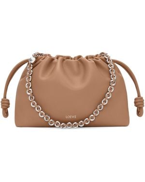 Loewe Medium Leather Flamenco Clutch Shoulder Bag - Brown