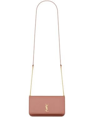 Saint Laurent Leather Cassandre Phone Holder - White