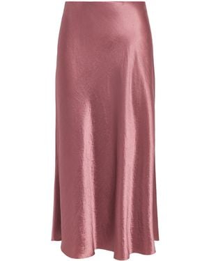 Vince Crinkle Satin Midi Skirt - Pink