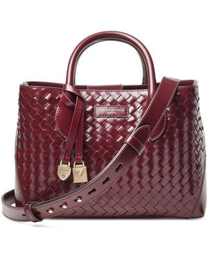 Aspinal of London Midi Leather London Tote Bag - Purple
