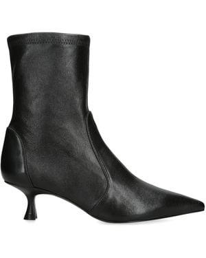 Stuart Weitzman Leather Naomi Ankle Boots 50 - Black