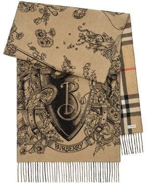 Burberry Cashmere Reversible Etched Knight Scarf - Metallic