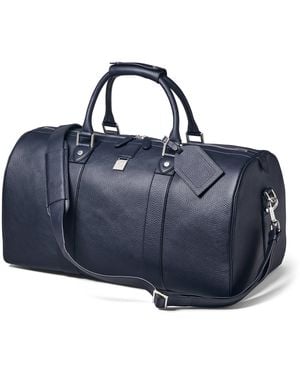 Aspinal of London Leather Boston Holdall - Blue