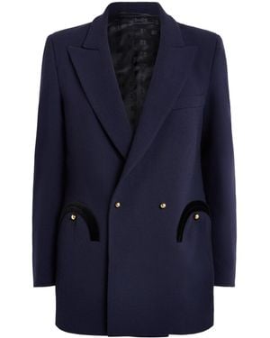 Blazé Milano Virgin Wool Double-Breasted Everyday Blazer - Blue