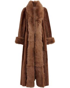 Nour Hammour Shearling Sima Long Coat - Brown
