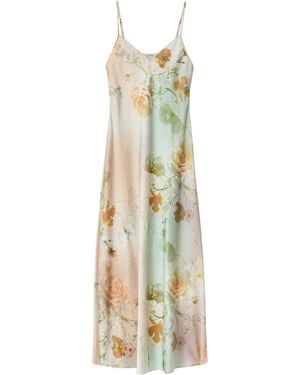 AllSaints Floral Bryony Midi Dress - Metallic