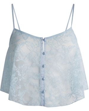Fleur du Mal Lace Jasmine Flutter Camisole - Blue