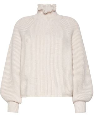 Max Mara Wool-Cashmere Ruffle-Neck Jumper - White
