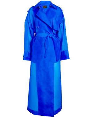 LAPOINTE Silk Organza Trench Coat - Blue