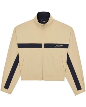 Saint Laurent Cotton Logo Windbreaker Jacket - Natural