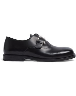 Ami Paris Leather Monk Strap Shoes - Black