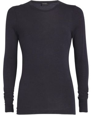 Hanro Woollen Silk Long Sleeve T-Shirt - Blue