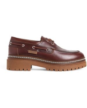 Weekend by Maxmara Leather Heeled Boat Shoes - Brown