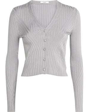 Adam Lippes Rib-Knit V-Neck Cardigan - Grey