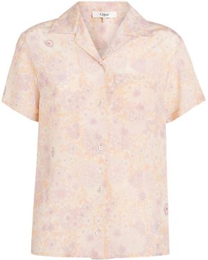 Chloé Silk Floral Print Shirt - Pink