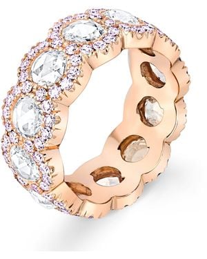 David Morris Rose And Diamond Rose Cut Eternity Ring - Metallic