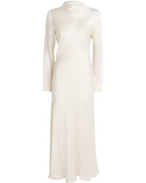 LAPOINTE Satin Draped Midi Dress - White