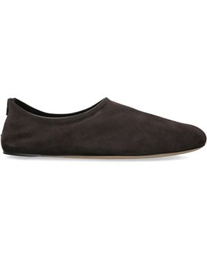 The Row Stellene Suede Slippers - Black