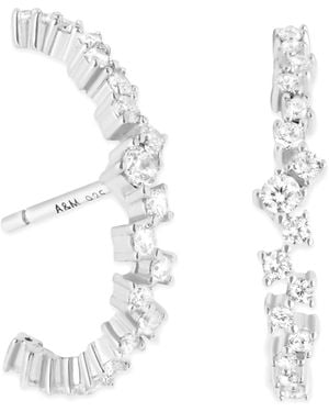 Astrid & Miyu Rhodium-Plated And Crystal Orbit Dome Stud Earrings - White