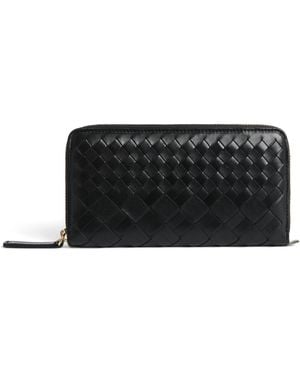 Officine Creative Woven Leather Ziparound Wallet - Black
