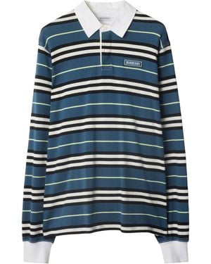 Burberry Cotton Long-Sleeve Polo Shirt - Blue