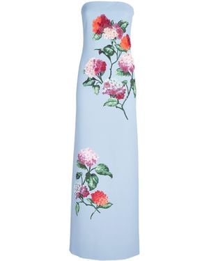 Carolina Herrera Hydrangea Print Column Gown - Blue