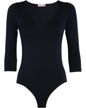 FALKE Cropped-Sleeve V-Neck Bodysuit - Black