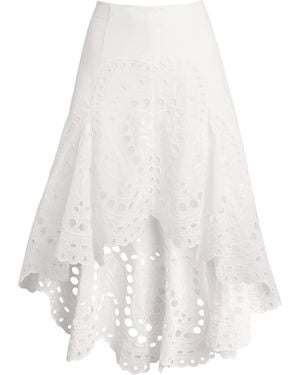 Charo Ruiz Broderie Anglaise Fin Midi Skirt - White