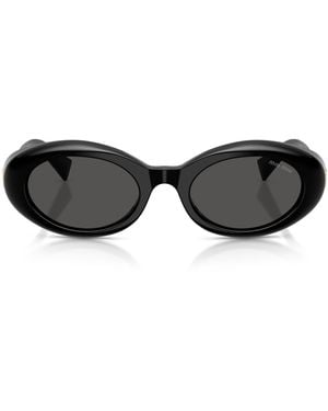 Miu Miu Oval Wrap-Around Sunglasses - Black