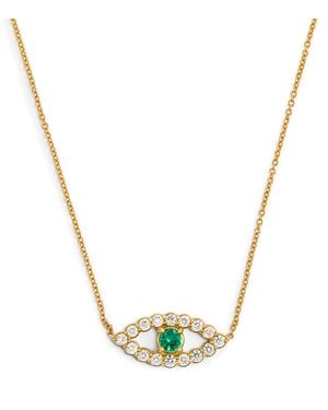 Jennifer Meyer Diamond And Emerald Edith Evil Eye Necklace - Metallic