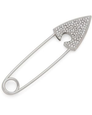 McQueen Palladium-Plated Arrow Safety Pin Brooch - White