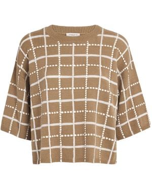 Lafayette 148 New York Cashmere-Linen-Blend Grid Jumper - Natural