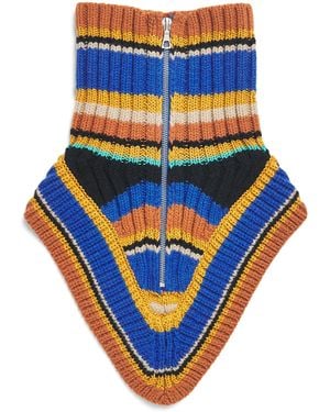 Dries Van Noten Wool Stripe Zip Collar - Blue