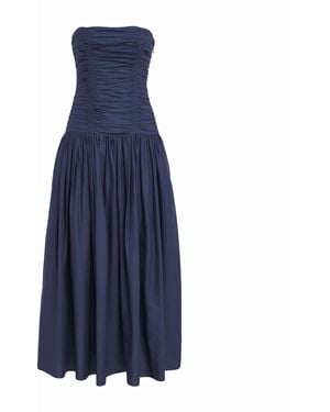 Matteau Organic Cotton Strapless Midi Dress - Blue