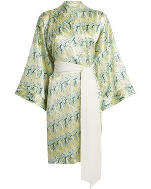 Olivia Von Halle Silk Cancan Short Robe - Green