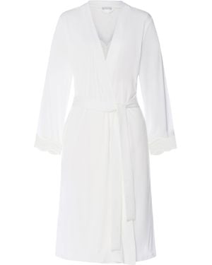 Hanro Modal Lace-Trim Robe - White