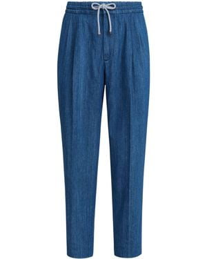 Brunello Cucinelli Denim Drawstring Trousers - Blue