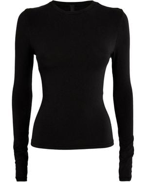 Skims Cotton Jersey Long-Sleeved T-Shirt - Black