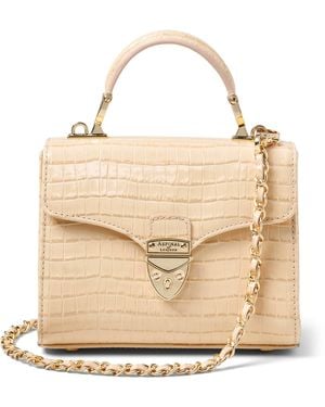 Aspinal of London Mini Leather Mayfair Top-Handle Bag - Natural