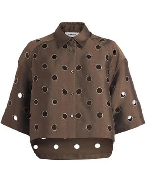 Sandro Rhinestone Cropped Shirt - Brown