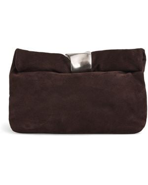 STAUD Suede Cuff Clutch Bag - Brown