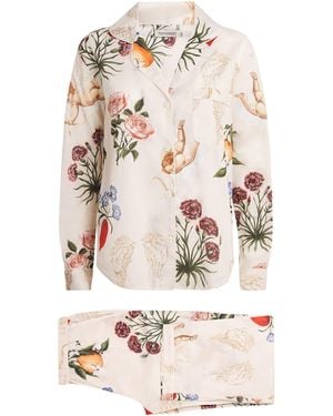 Desmond & Dempsey Cotton Primavera Pyjama Set - White