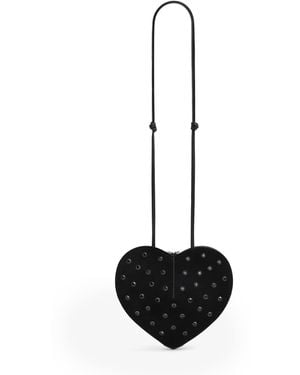 Alaïa Suede Embellished Le Coeur Shoulder Bag - White