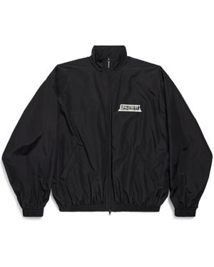 Balenciaga Techno Cotton Masking Tape Logo Track Jacket - Blue