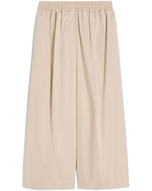 Weekend by Maxmara Cotton Cropped Wide-Leg Trousers - Natural
