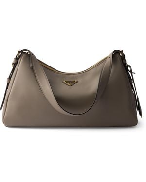 Prada Large Calf Leather Aimée Shoulder Bag - Brown